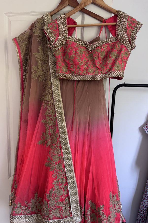 Orange and gold lengha/saree