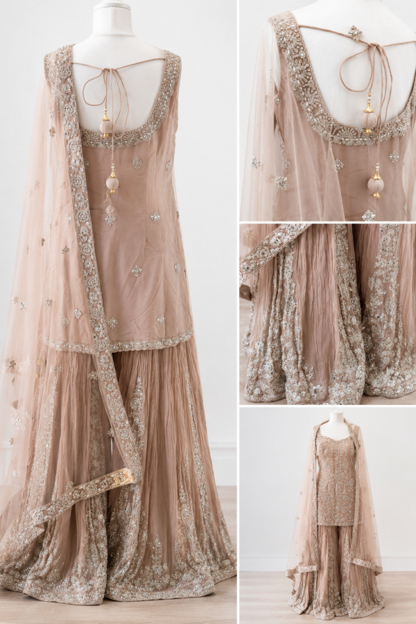 Blush Pink Embroidered Sharara Set