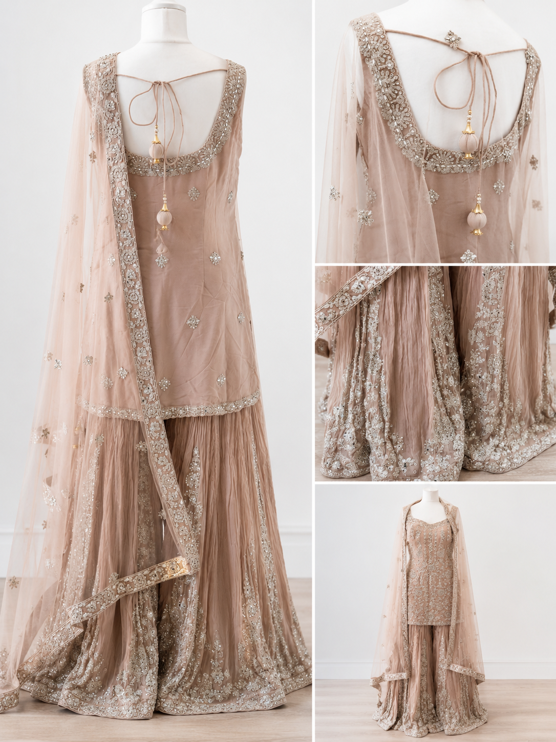 Blush Pink Embroidered Sharara Set